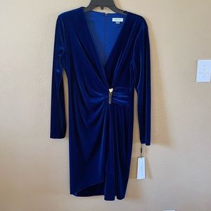 Midnight Blue Velvet Midi Dress